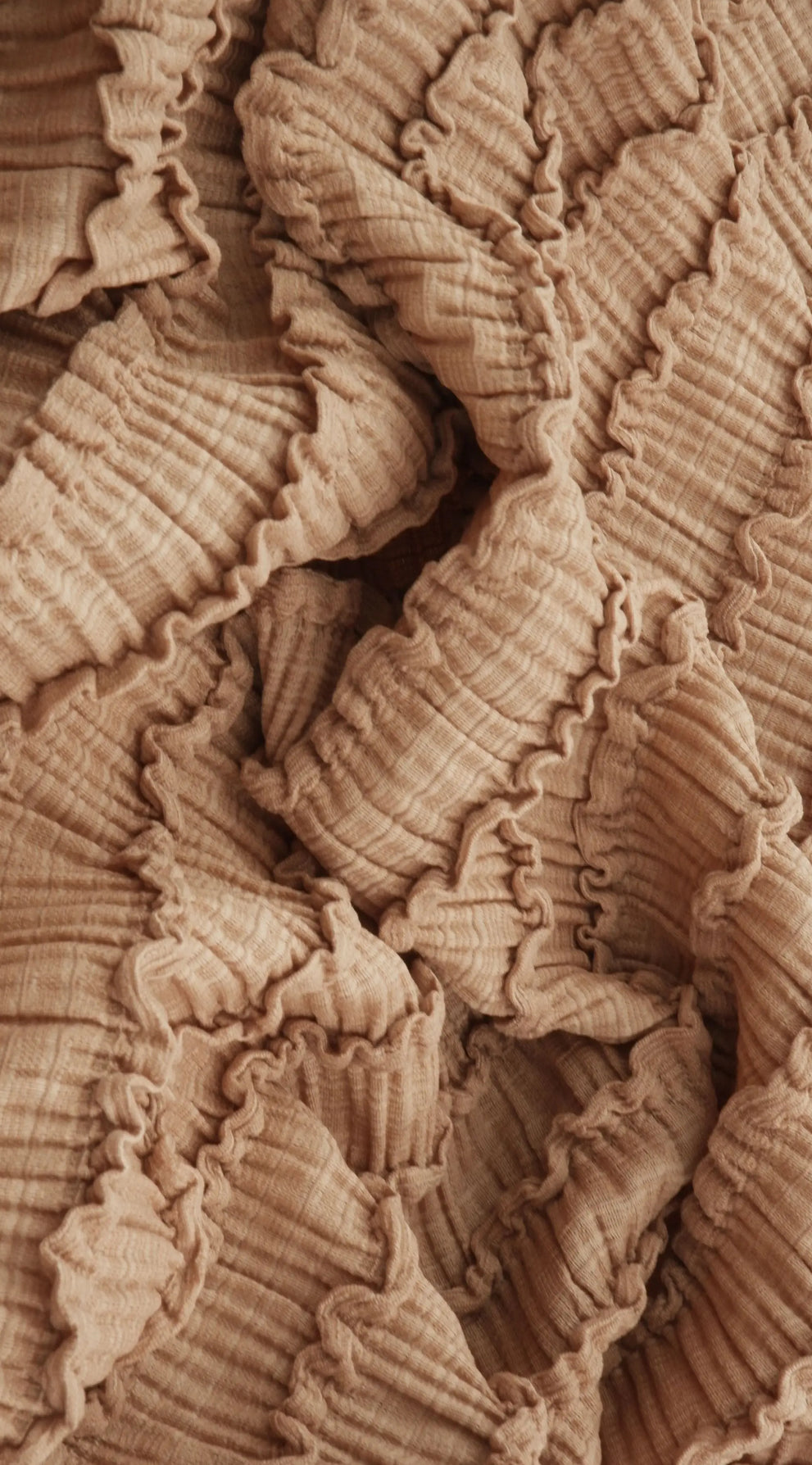Taupe ruffle fabric