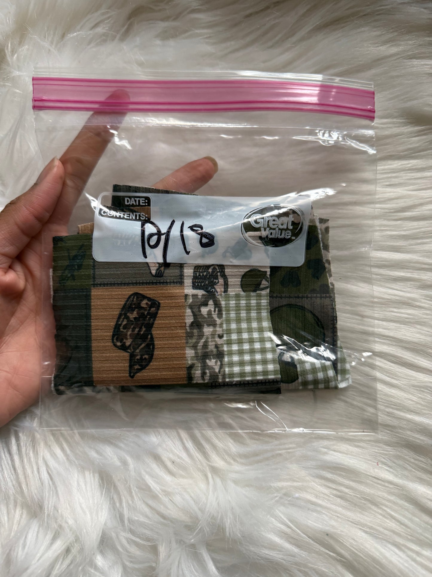 12/18 military patchwork bummy precut