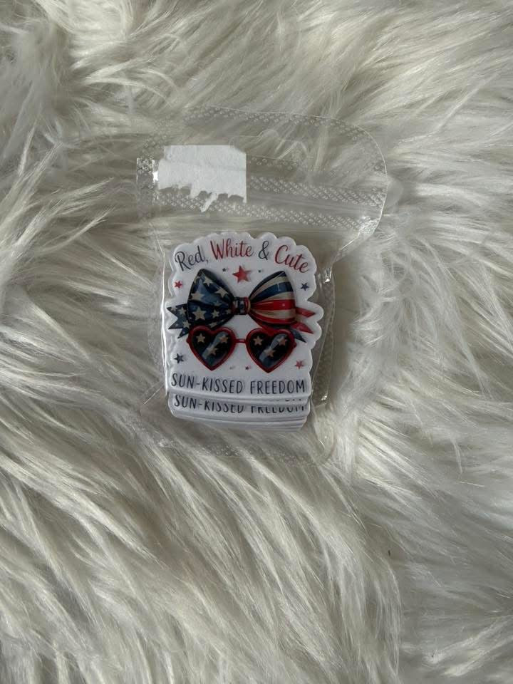 Red white and blue acrylic flat back
