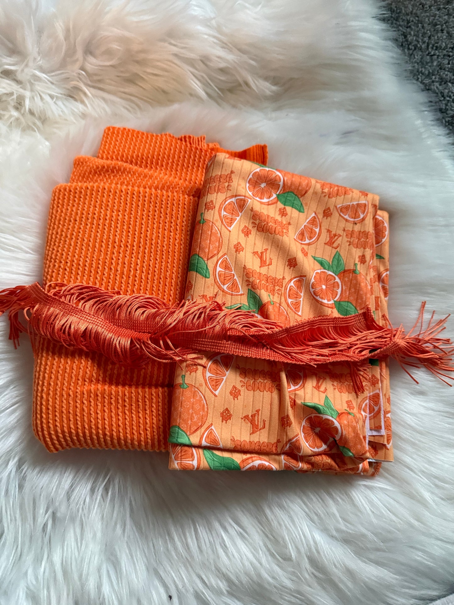 Boujee orange w fringe Bundle