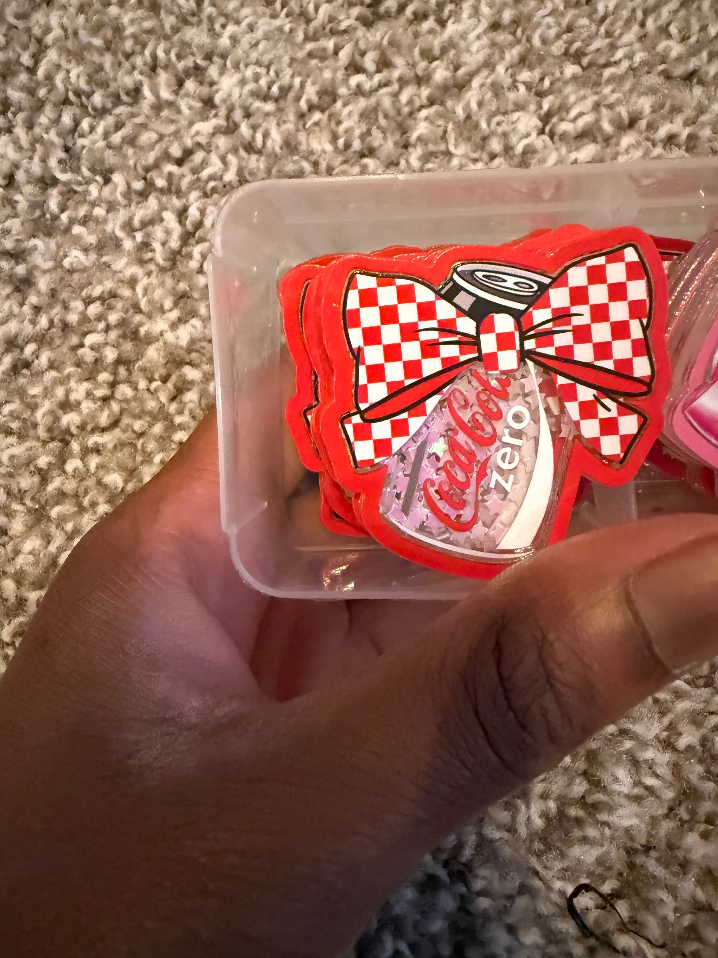 Red check Coca Cola acrylic shaker