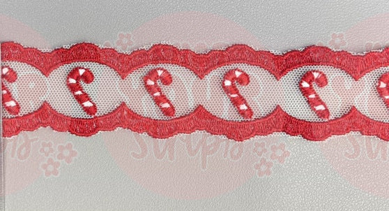 *PREORDER*Red candy canes lace ( exclusive to knot your strips )