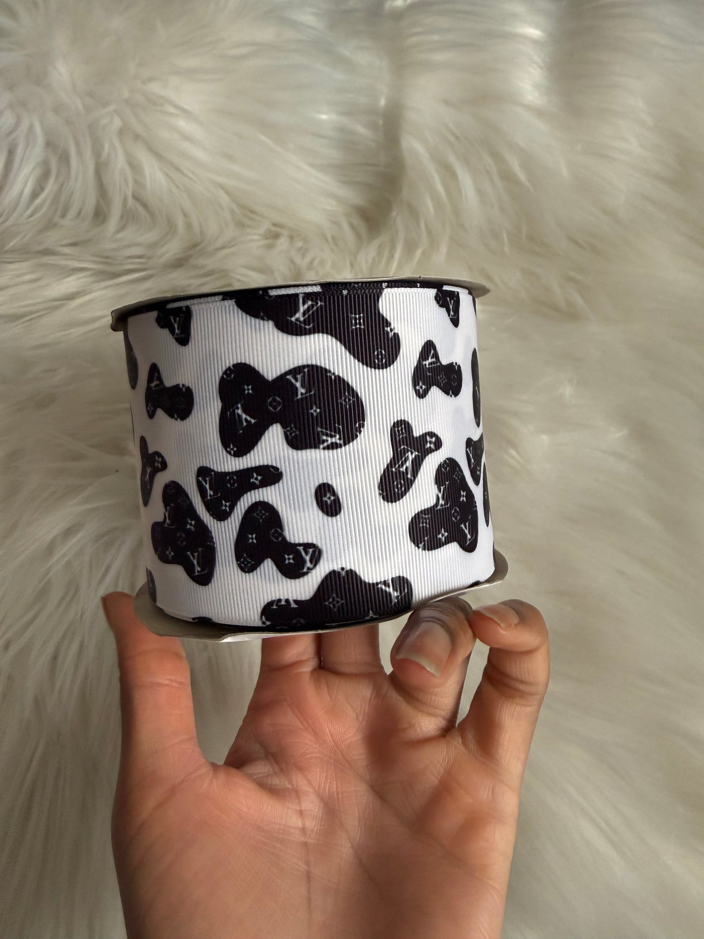 Boujee brown cowprint 3 inch ribbon