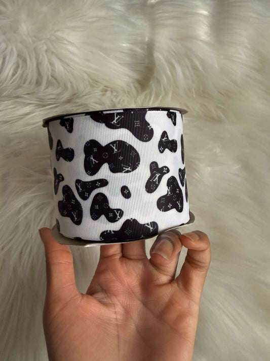 Boujee brown cowprint 3 inch ribbon