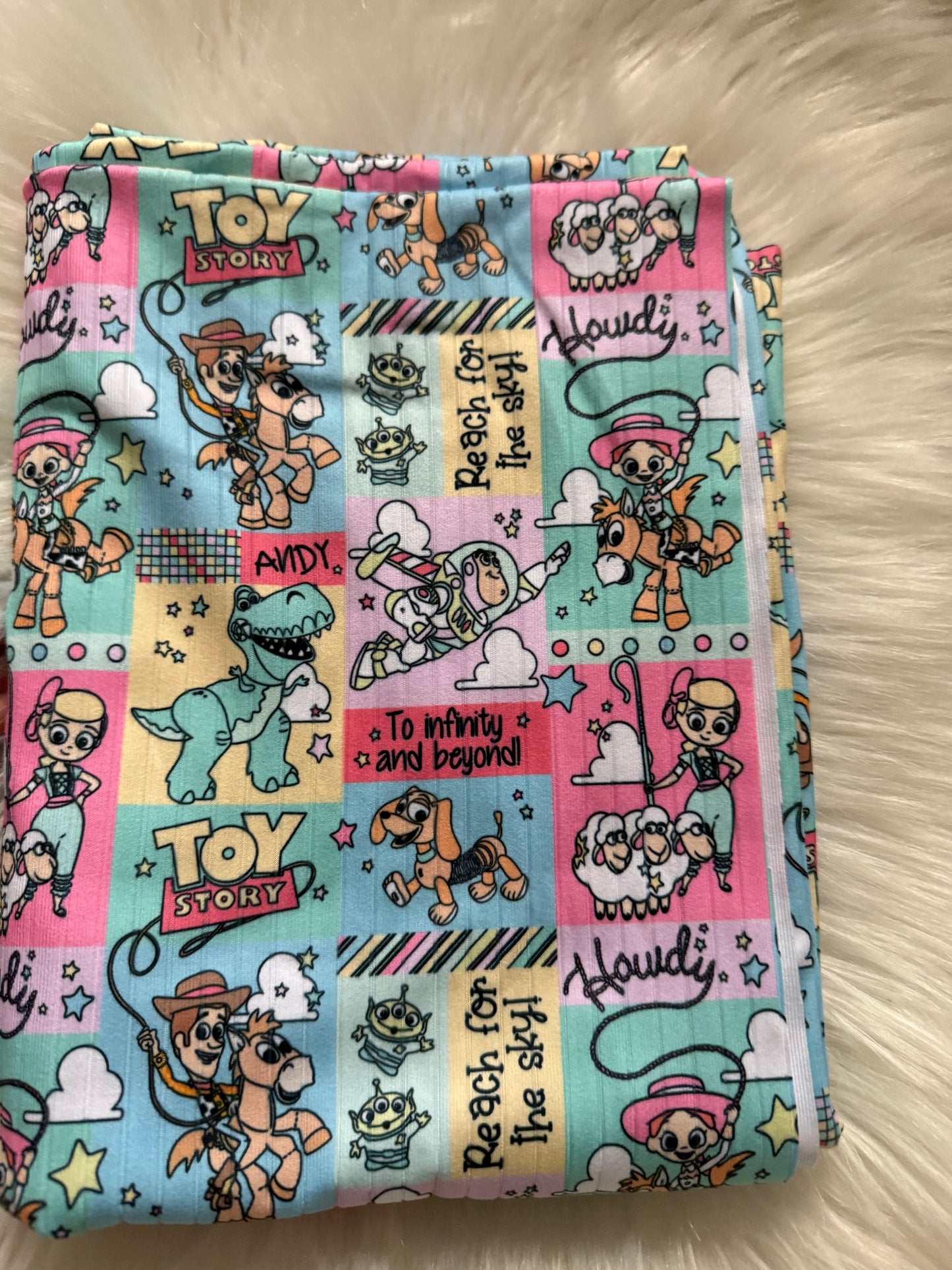 Toy Story collage brushed ribknit