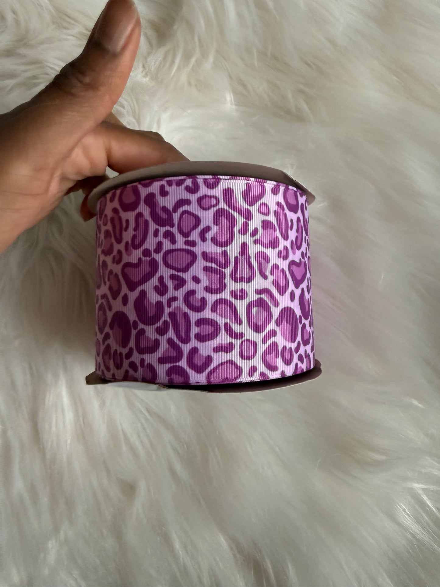 Purple leopard 3 inch ribbon