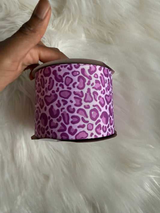 Purple leopard 3 inch ribbon