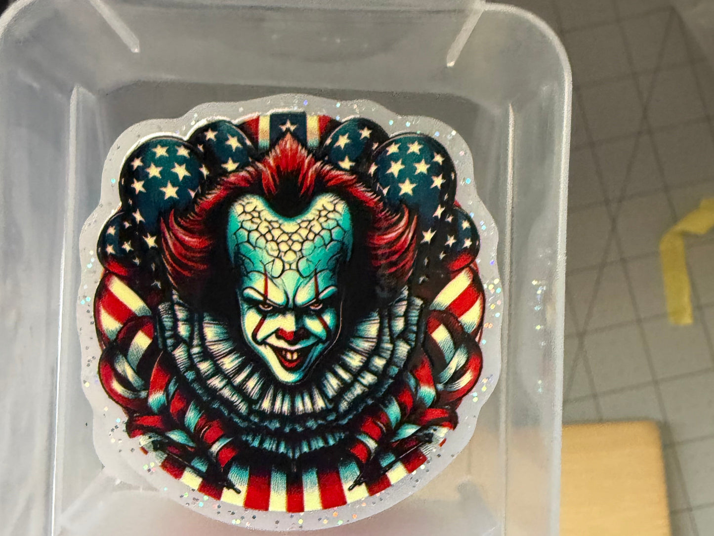 Patriotic pennywise acrylic flat back