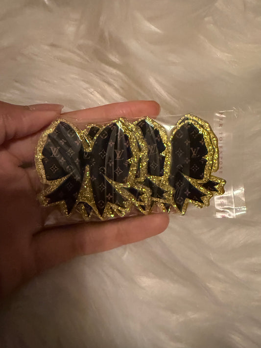 Brown boujee bow acrylic flat back