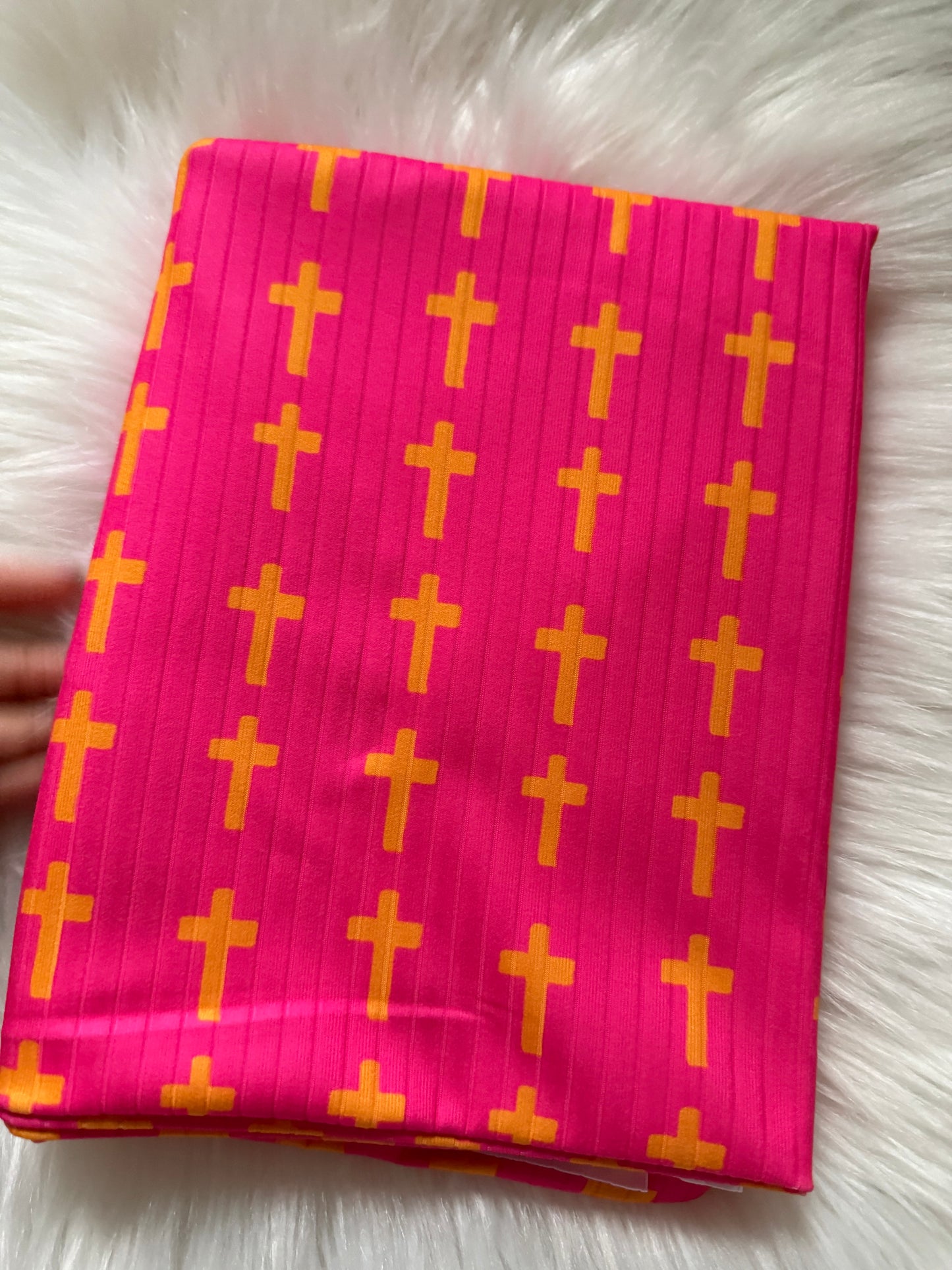 Crossed on pink Brushed ribknit