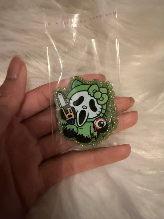 Green ghost face acrylic flat back