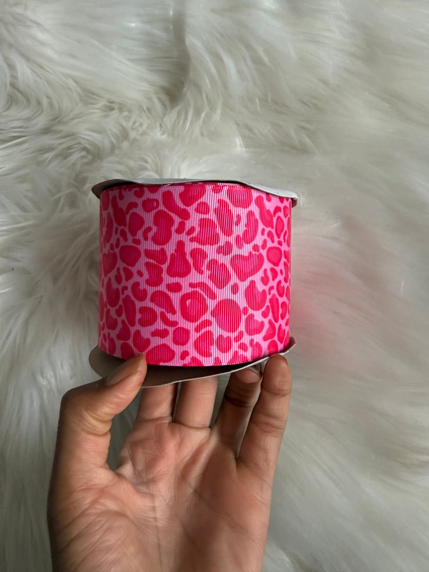 Pink cheetah 3 inch ribbon