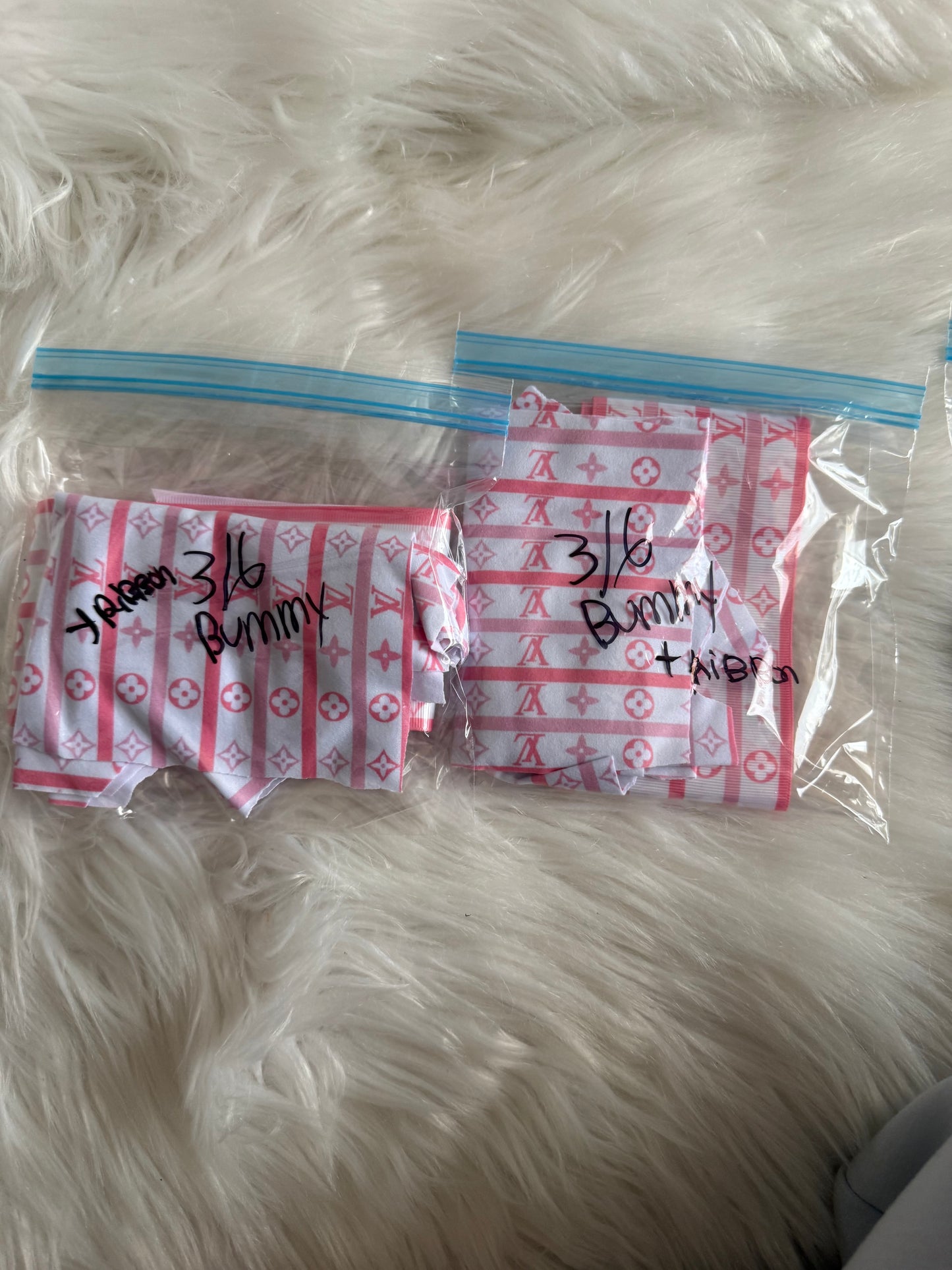3/6 pink boujee bummy precut with ribbon set