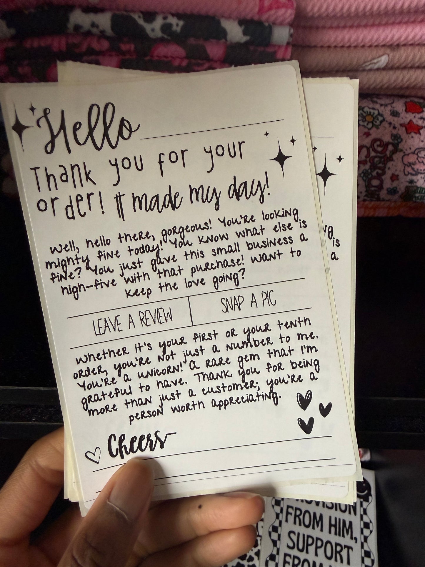Hello … thank you for your order 4x6 packaging sticker verse 2