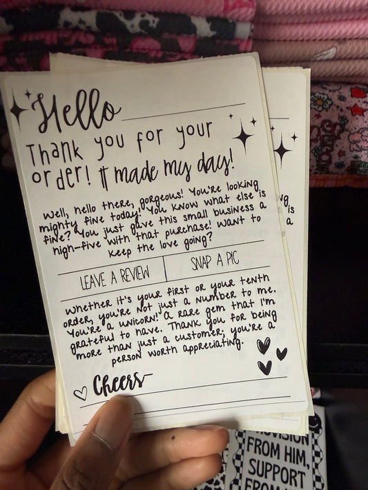 Hello … thank you for your order 4x6 packaging sticker verse 2