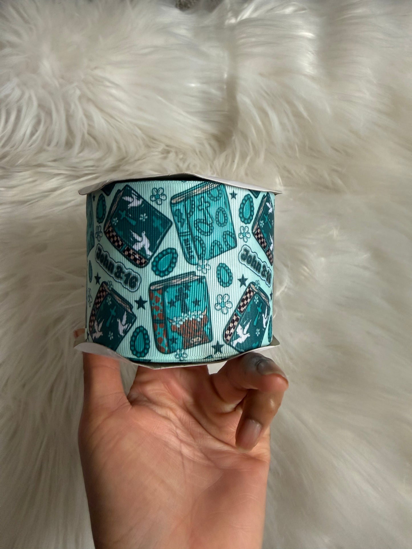 Turquoise bibles 3 inch ribbon