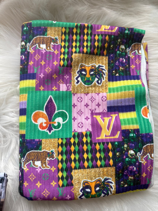 Madi gras skinny rib patchwork