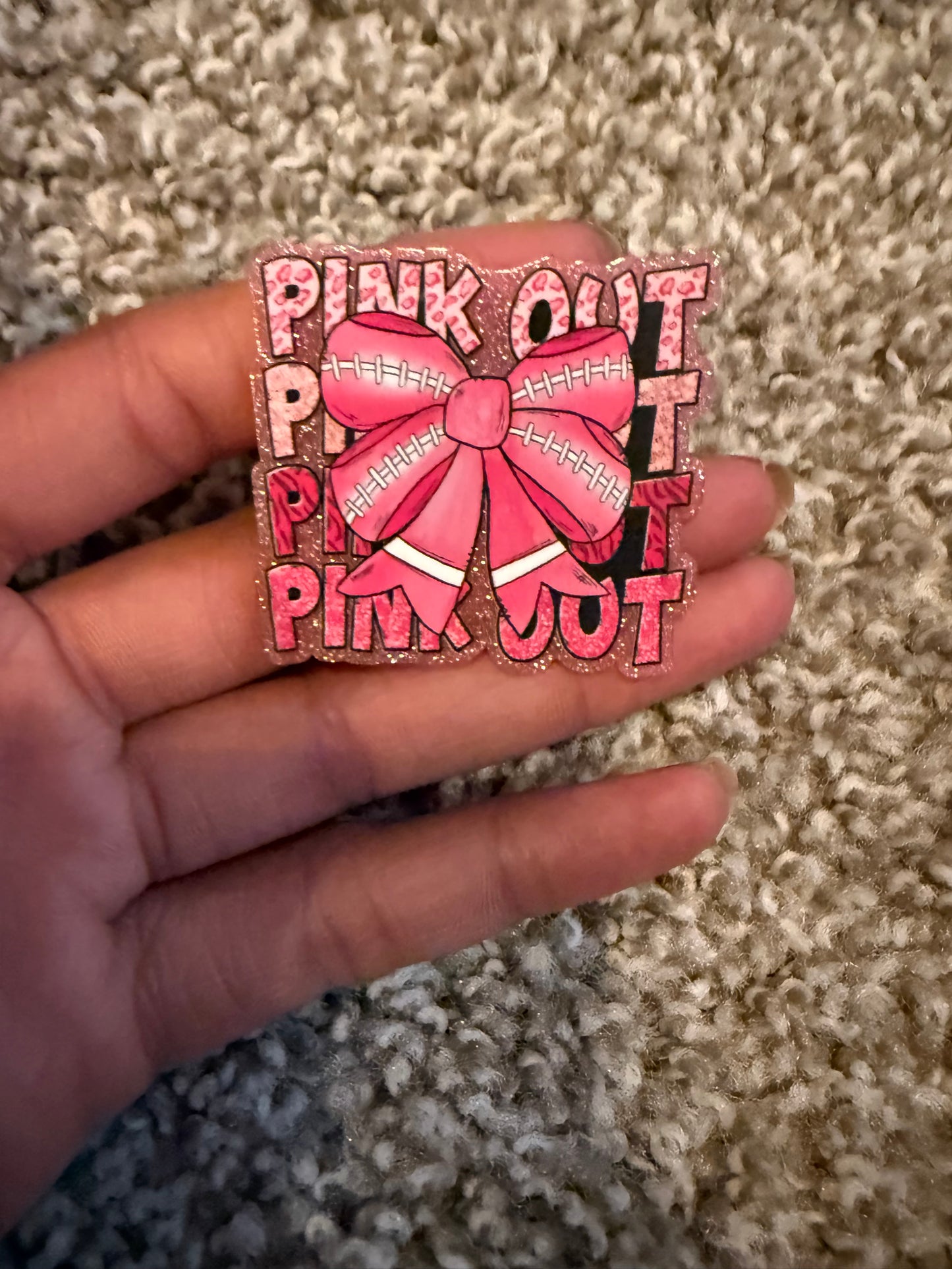 Pink out acrylic flat back