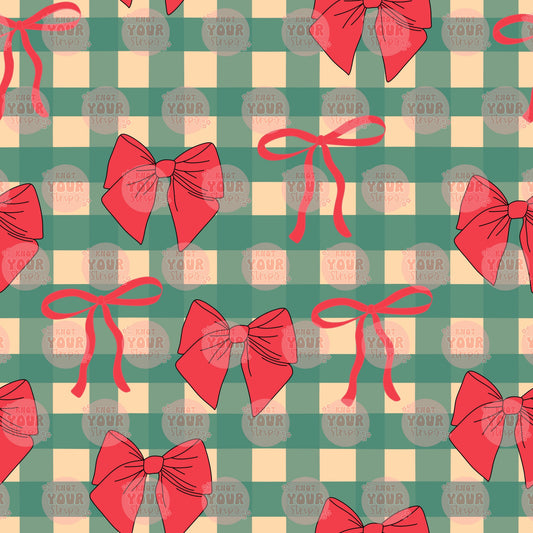 Red bows on plaid Seamless file