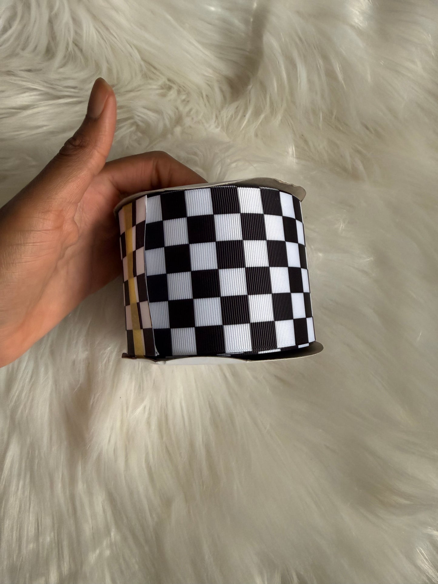 Black and white checkered 3 inch ribbon