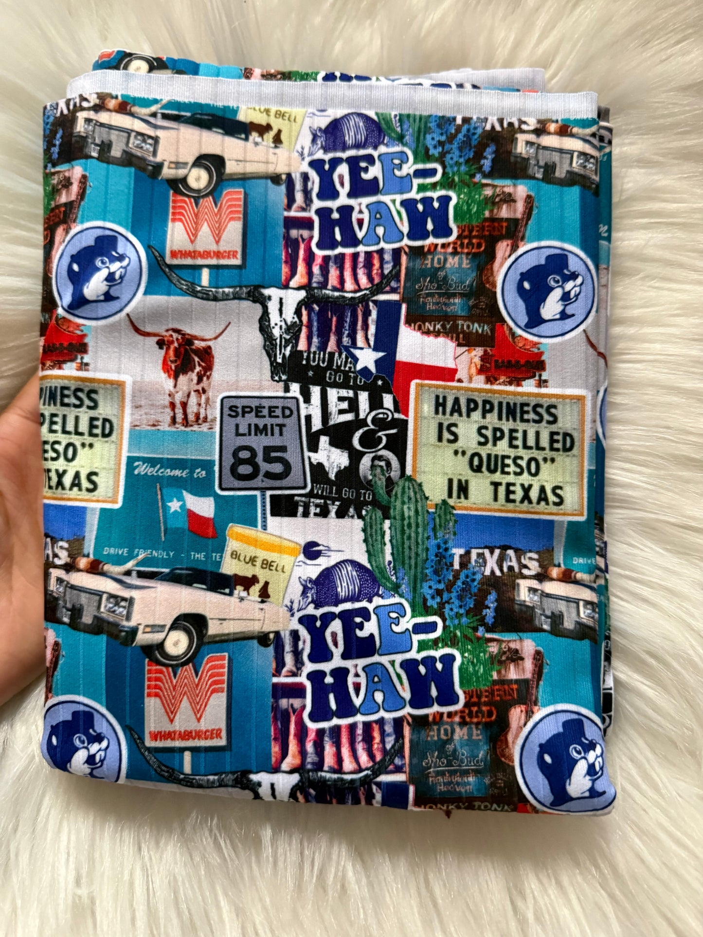 Yeehaw Bucees collages brushed ribknit