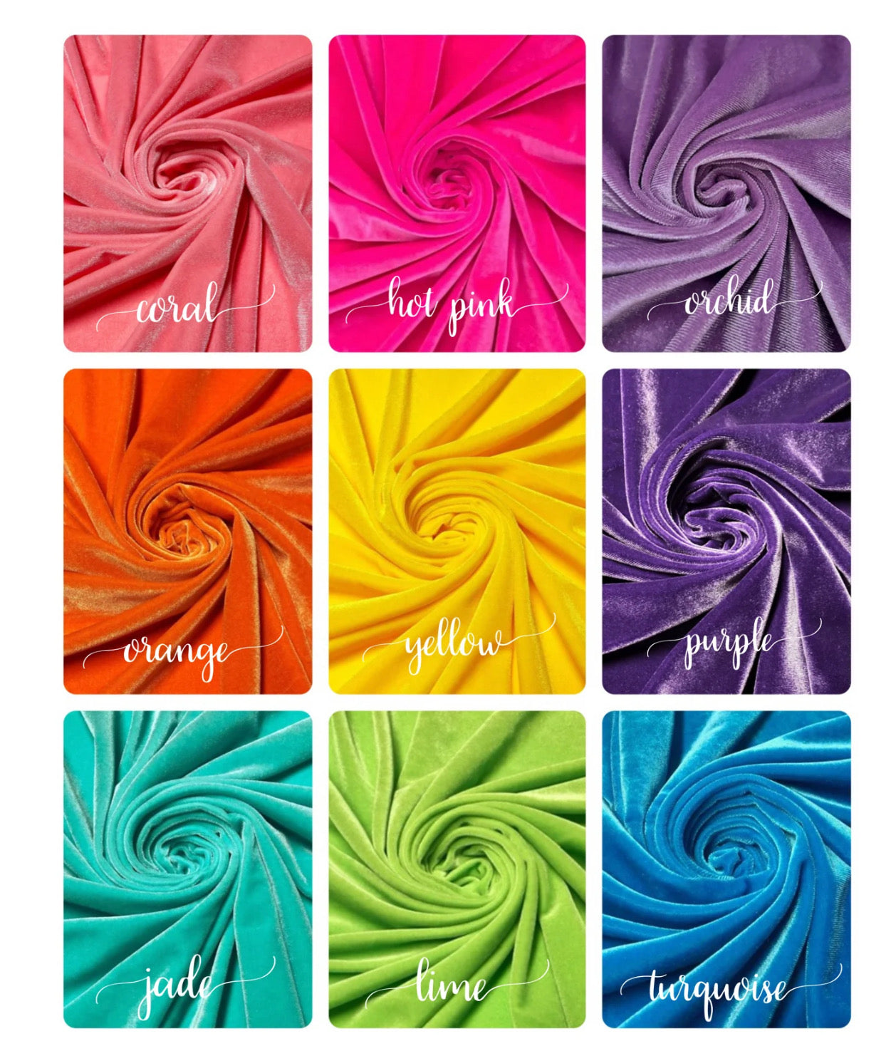 Set of 9 velvet  5xwof strips