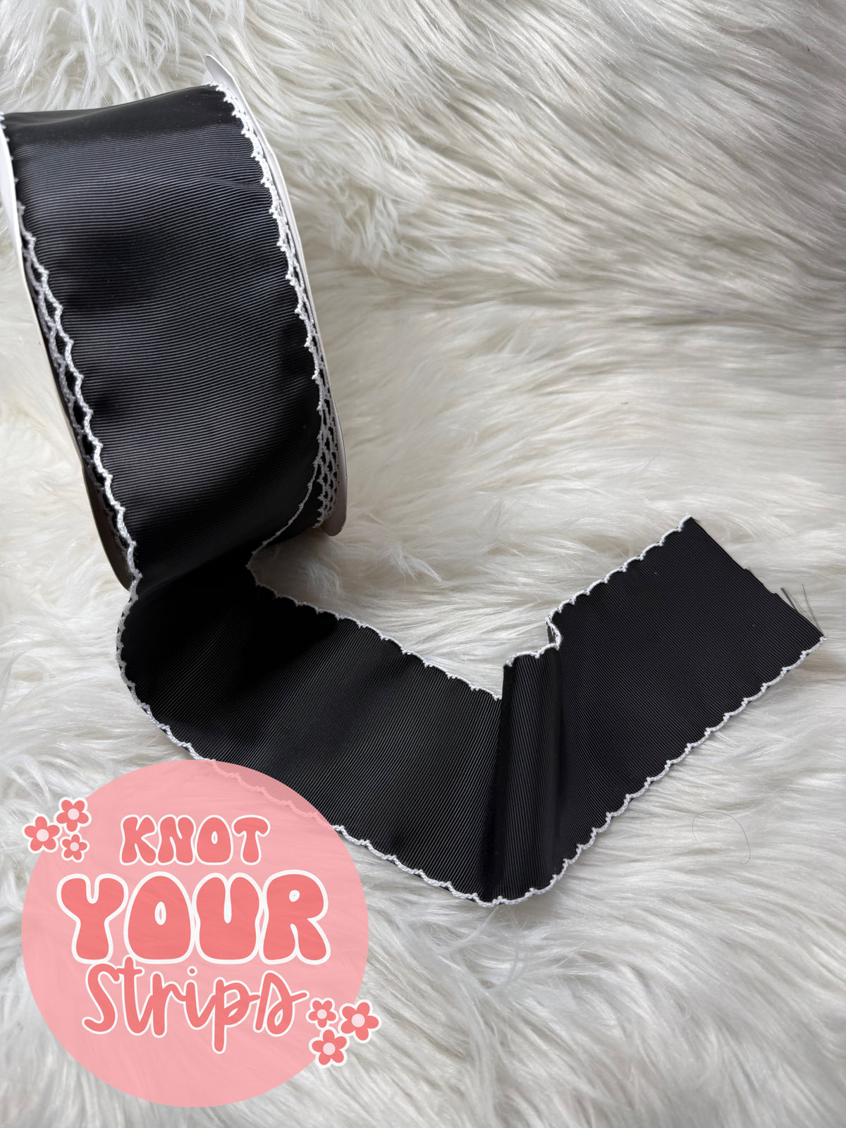 3 inch black  moonstich ribbon| Ribbon | Sold by the yard |