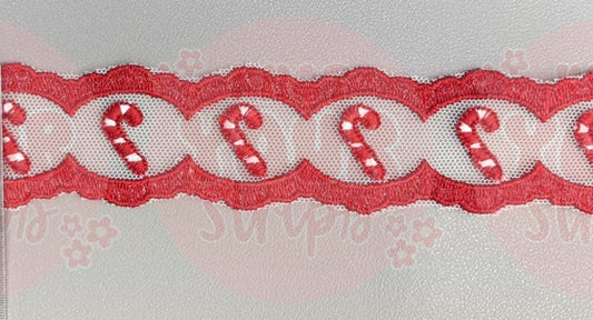 *PREORDER*Red candy canes lace ( exclusive to knot your strips )